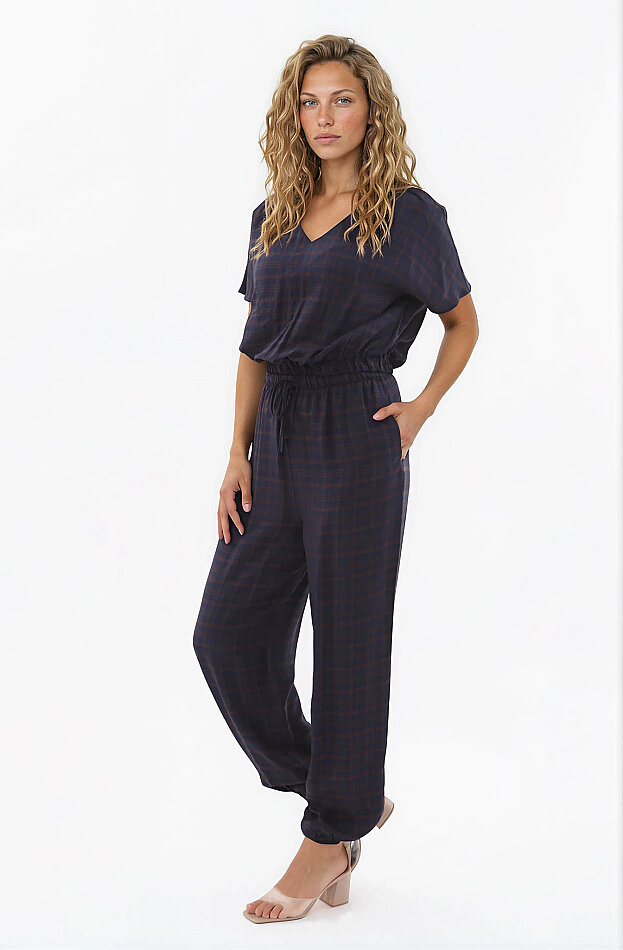 Beli Ve Paçası Lastikli Kareli Pantolon - 2