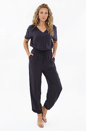 Beli Ve Paçası Lastikli Kareli Pantolon - 3