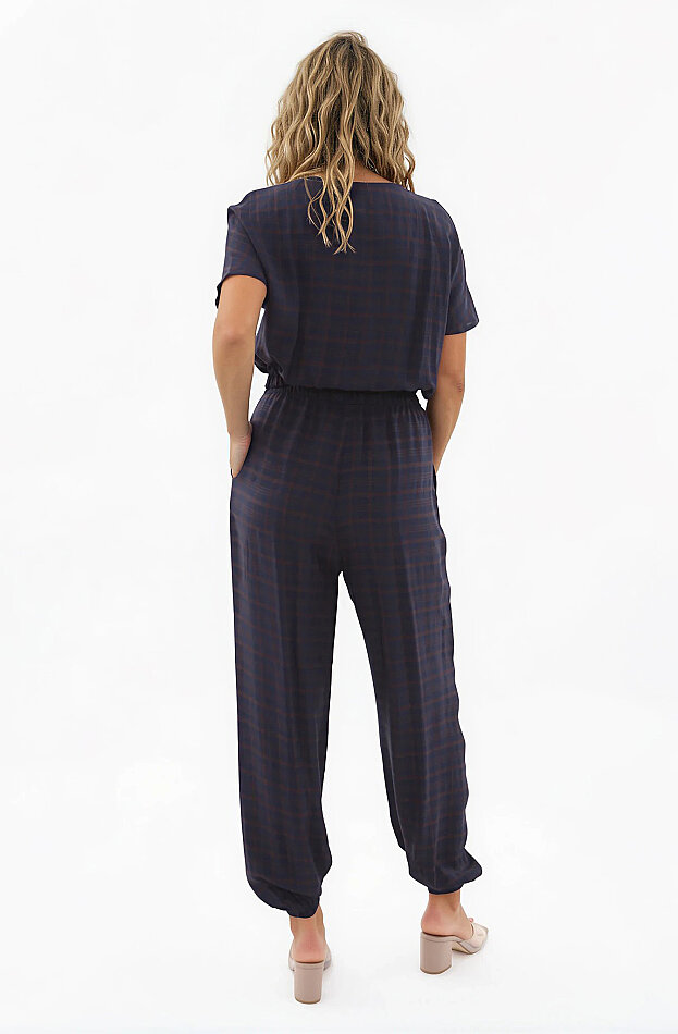 Beli Ve Paçası Lastikli Kareli Pantolon - 4