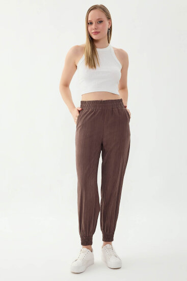 Beli Ve Paçası Lastikli Pantolon - 1