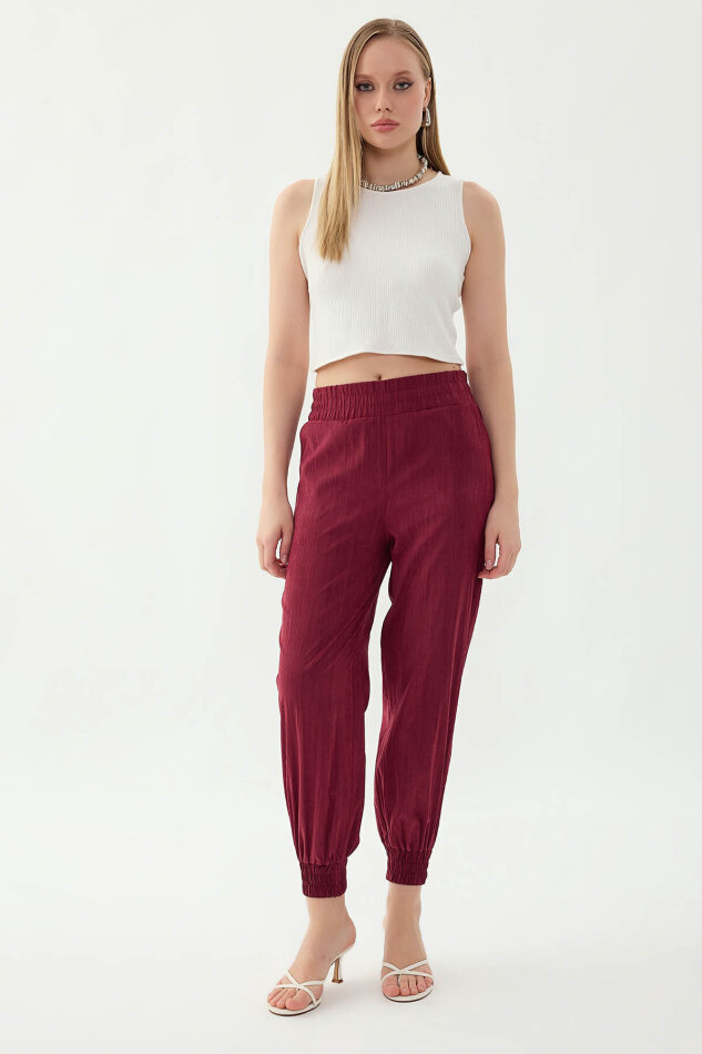 Beli Ve Paçası Lastikli Pantolon - 6