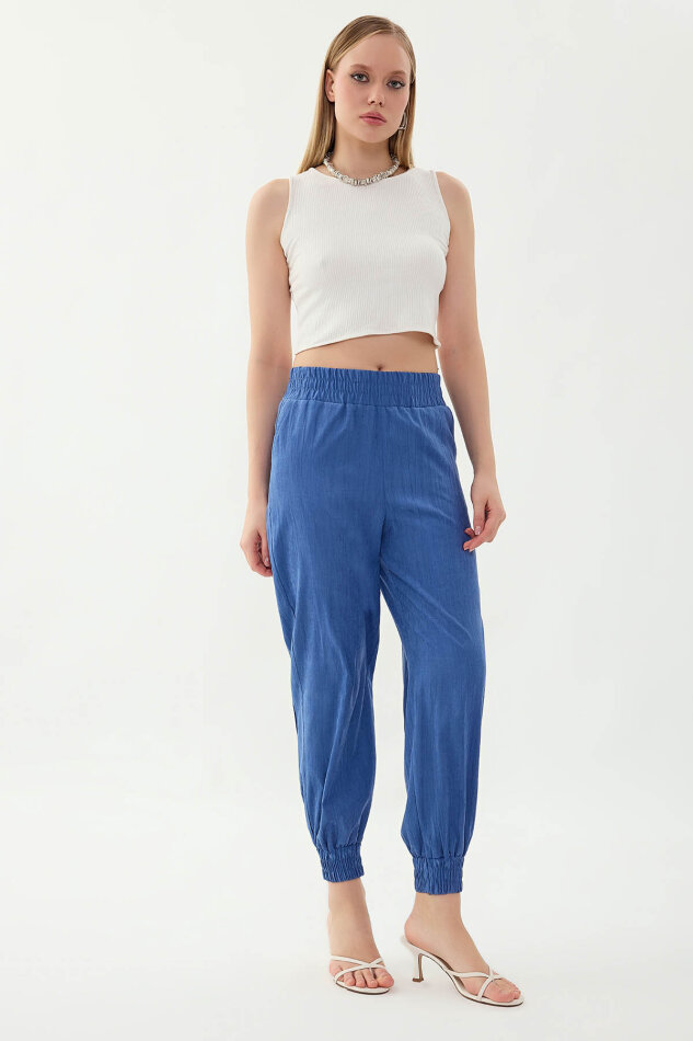 Beli Ve Paçası Lastikli Pantolon - 14