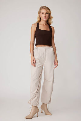 Beli Ve Paçası Lastikli Paraşüt Kumaş Cepli Pantolon - Thumbnail (11)