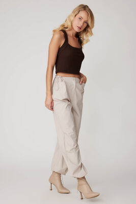 Beli Ve Paçası Lastikli Paraşüt Kumaş Cepli Pantolon - Thumbnail (13)