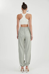 Beli Ve Paçası Lastikli Viskon Keten Pantolon - 6