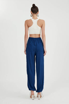 Beli Ve Paçası Lastikli Viskon Keten Pantolon - 11