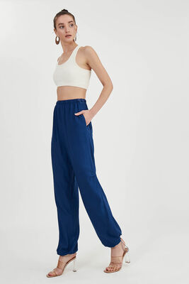 Beli Ve Paçası Lastikli Viskon Keten Pantolon - 9