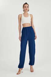 Beli Ve Paçası Lastikli Viskon Keten Pantolon - 7