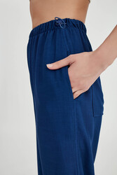 Beli Ve Paçası Lastikli Viskon Keten Pantolon - 10