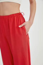 Beli Ve Paçası Lastikli Viskon Keten Pantolon - 14