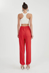 Beli Ve Paçası Lastikli Viskon Keten Pantolon - 15