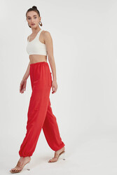 Beli Ve Paçası Lastikli Viskon Keten Pantolon - 16