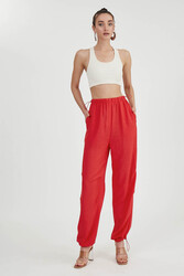 Beli Ve Paçası Lastikli Viskon Keten Pantolon - 12