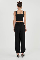 Beli Ve Paçası Lastikli Viskon Keten Pantolon - 21