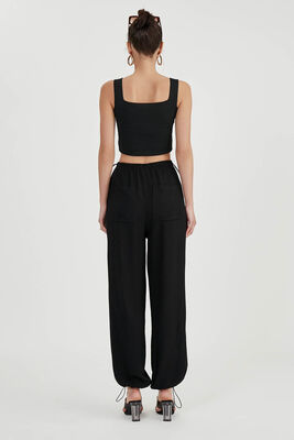 Beli Ve Paçası Lastikli Viskon Keten Pantolon - 21