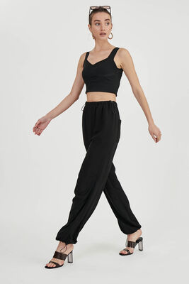 Beli Ve Paçası Lastikli Viskon Keten Pantolon - 18