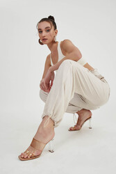 Beli Ve Paçası Lastikli Viskon Keten Pantolon - 24