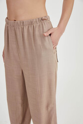 Beli Ve Paçası Lastikli Viskon Keten Pantolon - 29