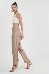 Beli Ve Paçası Lastikli Viskon Keten Pantolon - 30