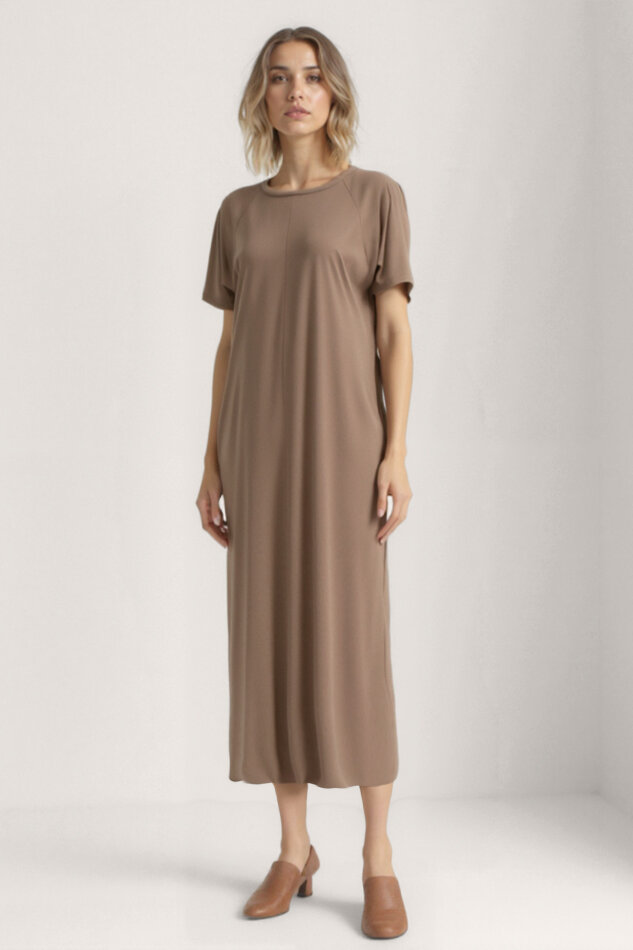 Bisiklet Yaka Kısa Kol Elbise - 2