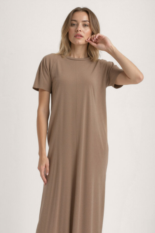 Bisiklet Yaka Kısa Kol Elbise - 3