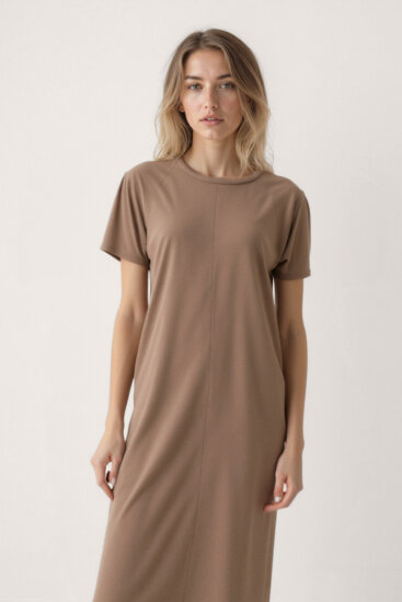 Bisiklet Yaka Kısa Kol Elbise - 4