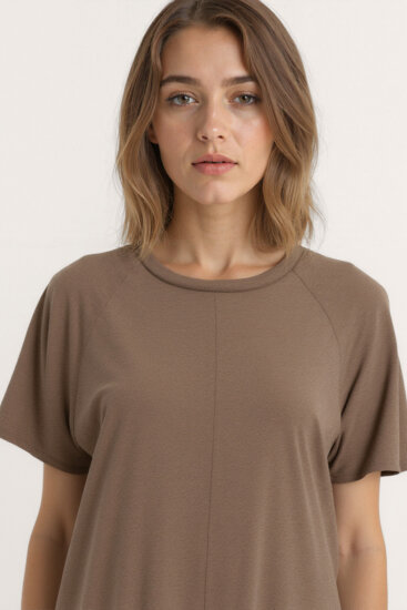 Bisiklet Yaka Kısa Kol Elbise - 5