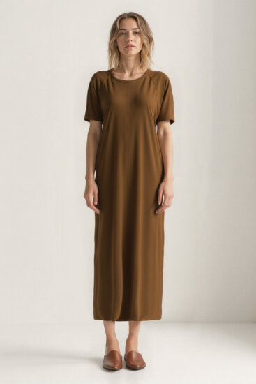 Bisiklet Yaka Kısa Kol Elbise - 6