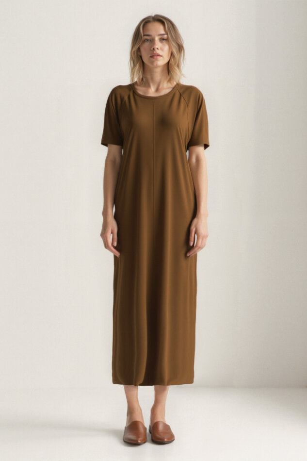 Bisiklet Yaka Kısa Kol Elbise - 6