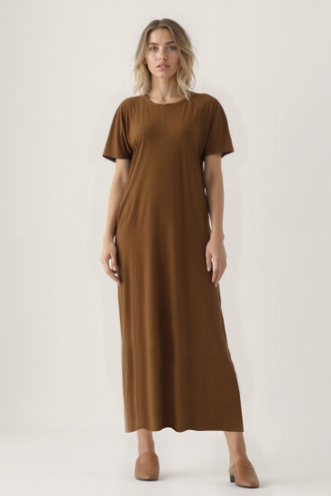 Bisiklet Yaka Kısa Kol Elbise - 7