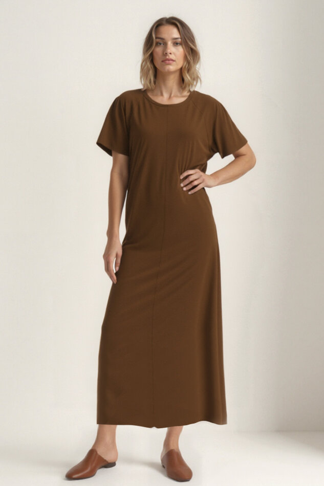 Bisiklet Yaka Kısa Kol Elbise - 8