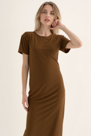 Bisiklet Yaka Kısa Kol Elbise - 9