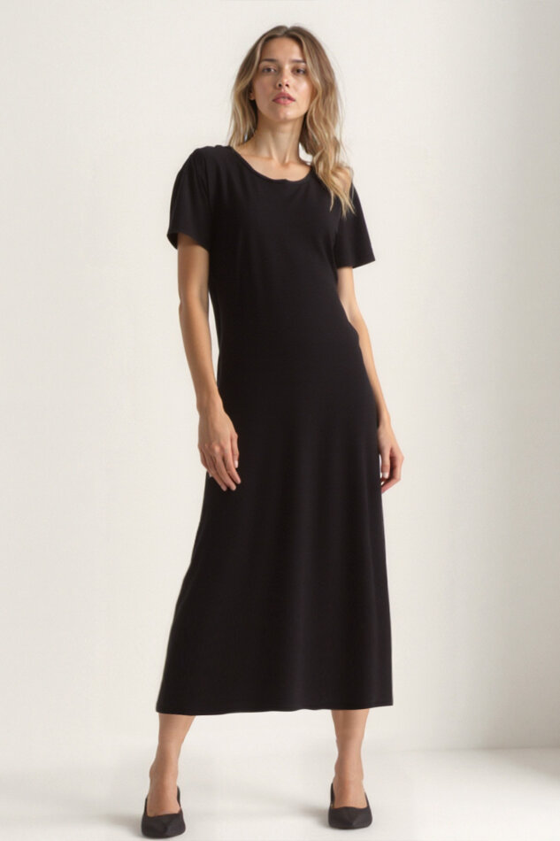 Bisiklet Yaka Kısa Kol Elbise - 12