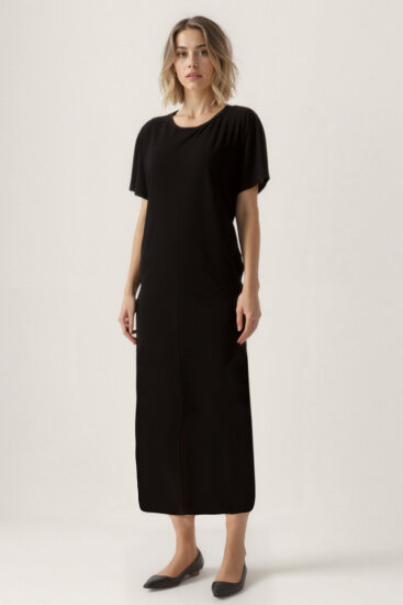 Bisiklet Yaka Kısa Kol Elbise - 13