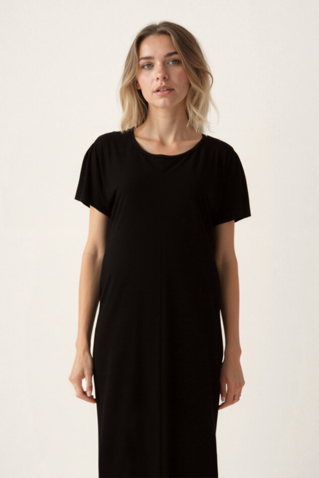 Bisiklet Yaka Kısa Kol Elbise - 14