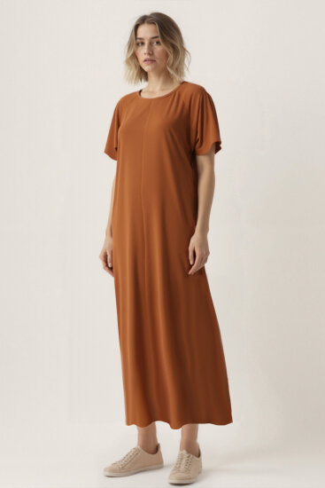 Bisiklet Yaka Kısa Kol Elbise - 17