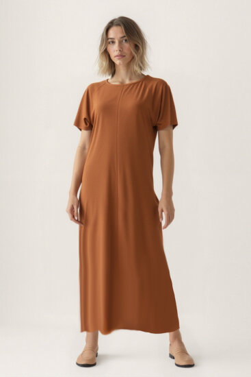 Bisiklet Yaka Kısa Kol Elbise - 18