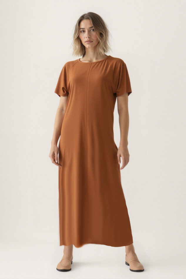 Bisiklet Yaka Kısa Kol Elbise - 18