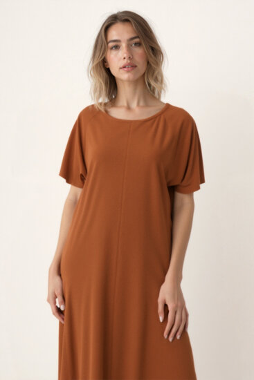 Bisiklet Yaka Kısa Kol Elbise - 20