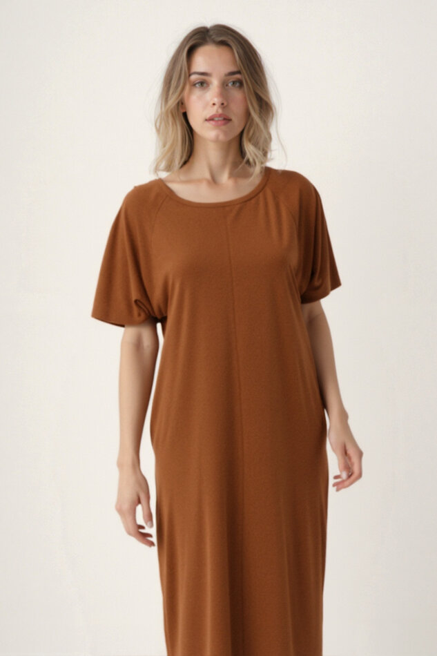 Bisiklet Yaka Kısa Kol Elbise - 21