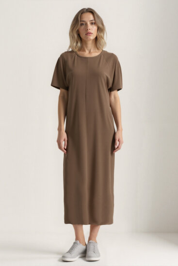 Bisiklet Yaka Kısa Kol Elbise - 23