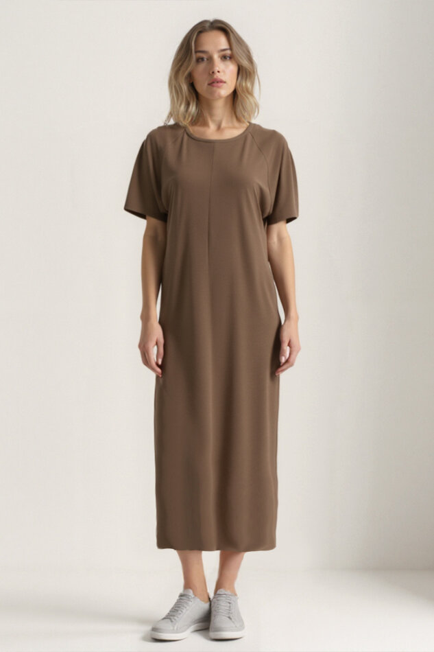 Bisiklet Yaka Kısa Kol Elbise - 23