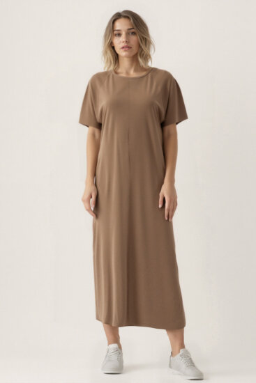 Bisiklet Yaka Kısa Kol Elbise - 25