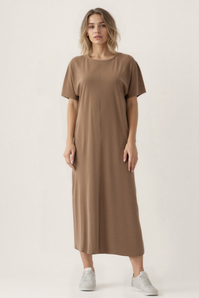 Bisiklet Yaka Kısa Kol Elbise - 25