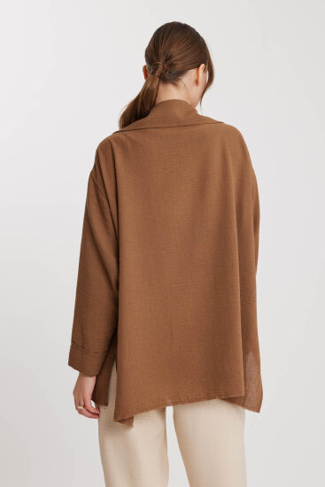 Büyük Yakalı Cepli Salaş Ceket - 5