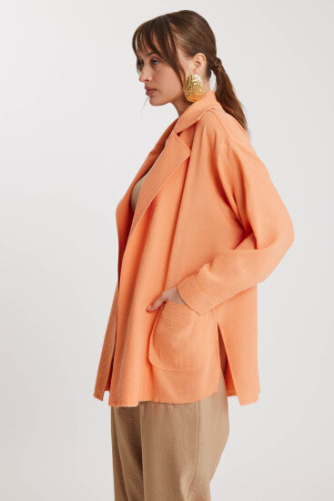 Büyük Yakalı Cepli Salaş Ceket - 8