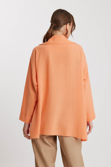 Büyük Yakalı Cepli Salaş Ceket - 10