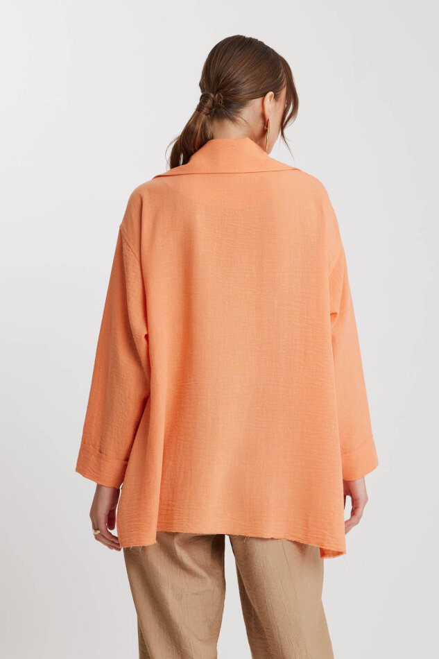 Büyük Yakalı Cepli Salaş Ceket - 10