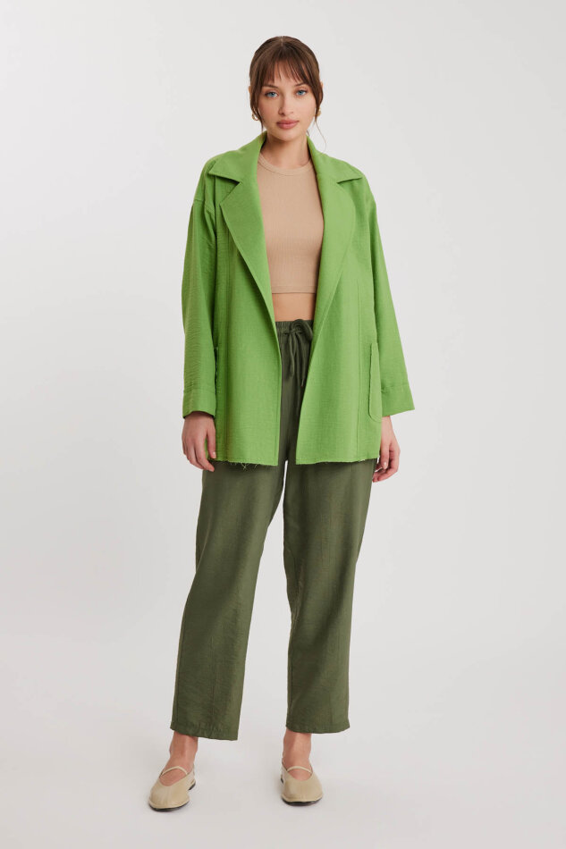 Büyük Yakalı Cepli Salaş Ceket - 17