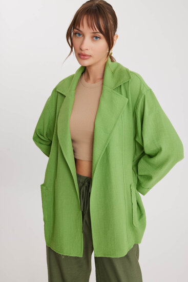 Büyük Yakalı Cepli Salaş Ceket - 21